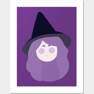 Cute Witch with purple hair and black hat 🔮 Posters and Art